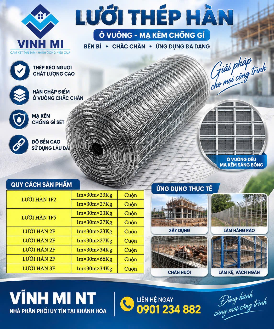 Lưới thép hàn mạ kẽm ( nhiều kích thước)