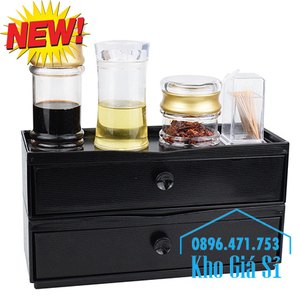 Hộp đựng đũa muỗng 2 tầng bằng nhựa melamine màu đen cho nhà hàng