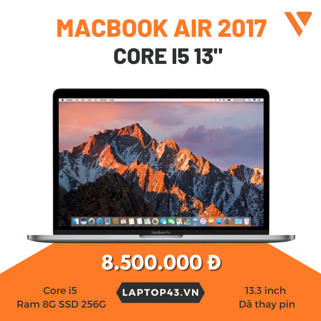 Macbook Air 2017 Core i5/ Ram 8G/ SSD 256G/ 13.3” chỉ từ 8 triệu tại Đà Nẵng - Huế, có trả góp...