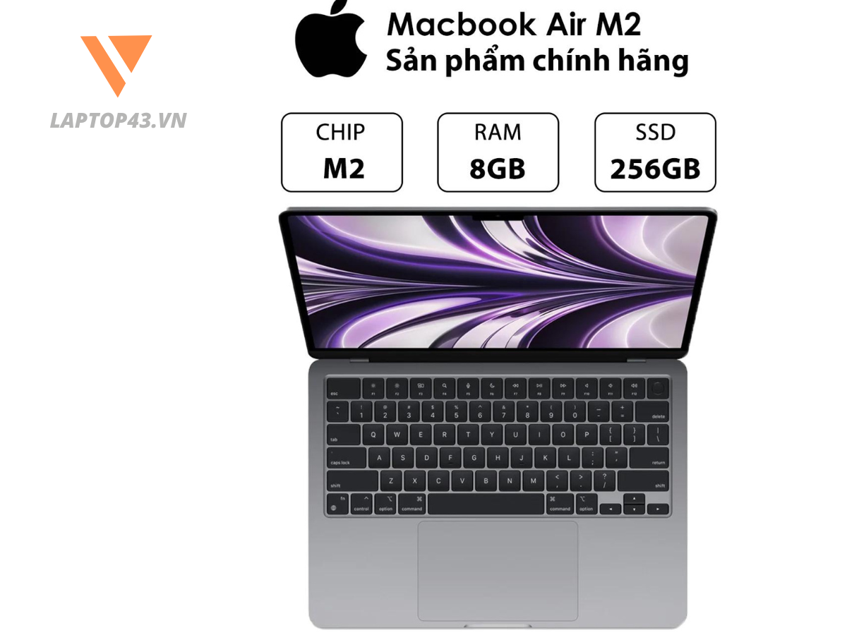 Laptop Macbook Air M2 2022 8GB/256GB/8 Core GPU ( sliver ) ( Sẵn Hàng tại đà nẵng huế . giá rẻ )