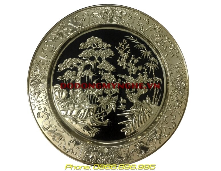 Mâm đồng phong thủy - Tứ quý Tùng Cúc Trúc Mai