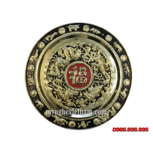 Mâm Tứ Linh Long Ly Quy Phượng chầu chữ Phúc đường kính 52cm