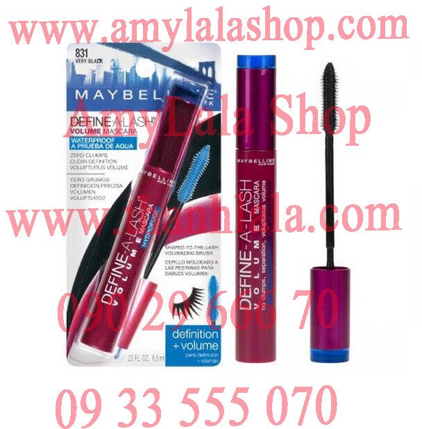 Mascara Maybelline Define-A-Lash® Volume Hydrofuge Waterproof mi dày dài cong gấp 5 lần- 0933555070