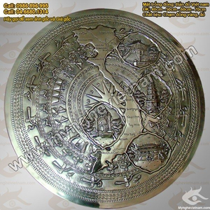 Mặt trống đồng gò bản đồ Việt Nam, trống đồng quà tặng và trang trí nhà