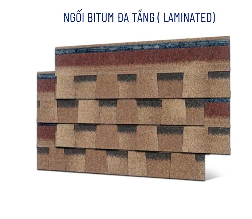 Ngói lợp bitum phủ đá dạng đa tầng EW004-BITUM-DN màu vàng cát