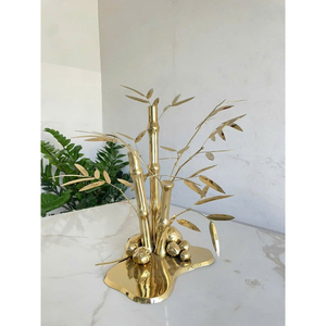 Mẫu tham khảo cụm trang trí tạo hình thân và lá tre trúc sắc vàng.