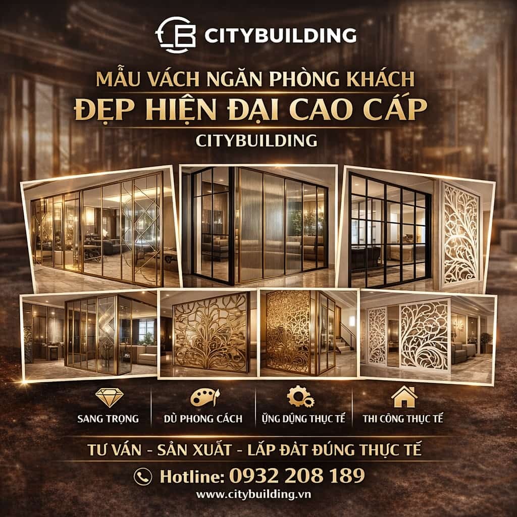 MẪU VÁCH NGĂN PHÒNG KHÁCH ĐẸP HIỆN ĐẠI CAO CẤP CITYBUILDING
