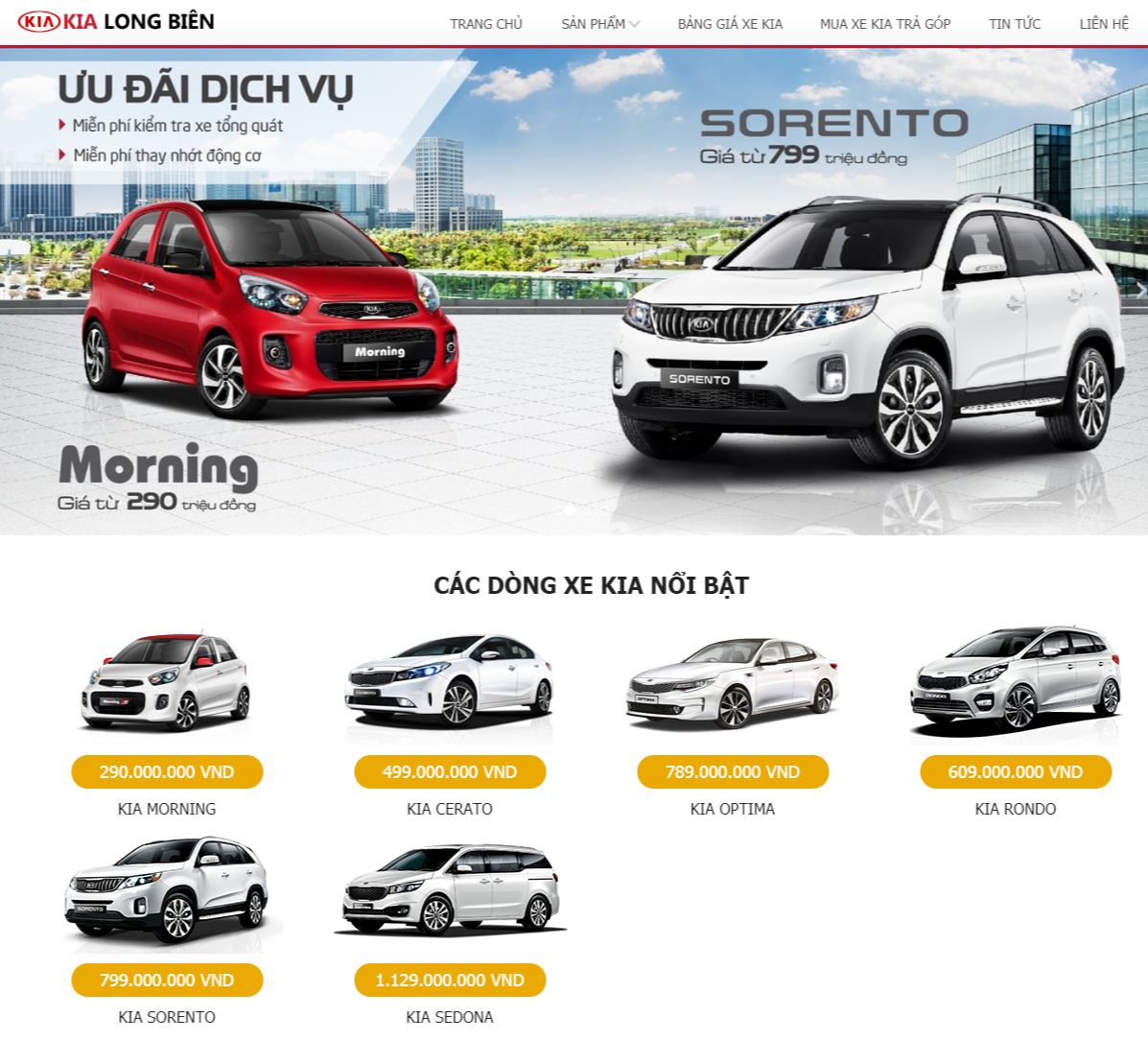 Mẫu website Kia Long Biên