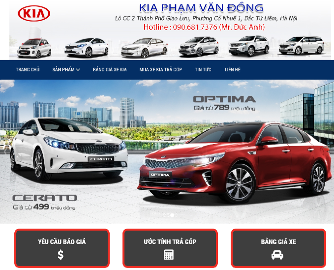Mẫu website Kia Phạm Văn Đồng