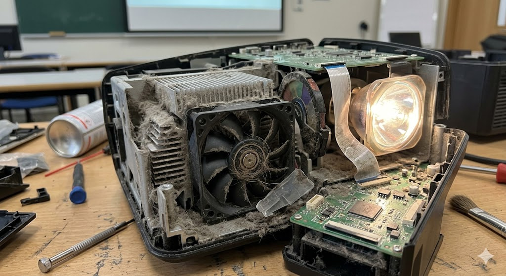 Máy Chiếu Chạy Ồn Bất Thường – Dấu Hiệu Cần Kiểm Tra Ngay