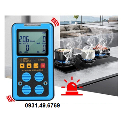 MÁY ĐO KHÍ ĐỘC 4 LOẠI KHÍ O2, CO, LEL,H2S SMARTSENSOR ST8904