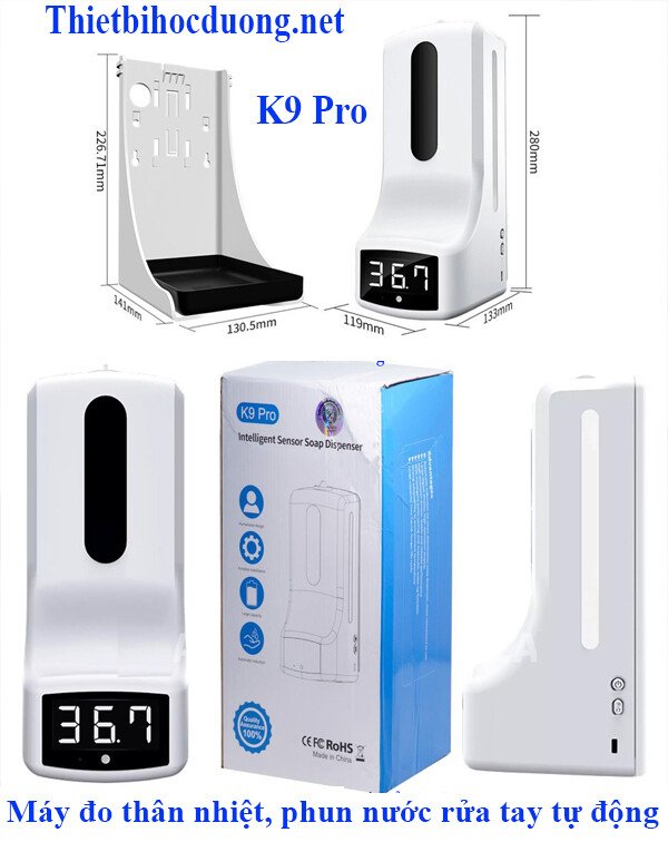 Máy đo thân nhiệt tự động kết hợp máy rửa tay diệt khuẩn K9 Pro