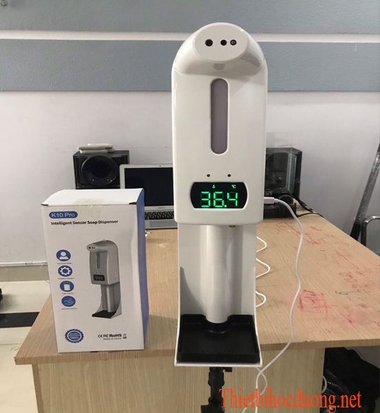 Máy đo thân nhiệt kết hợp rửa tay khử khuẩn, sát trùng tay tự động K10 Pro dùng cho trường học
