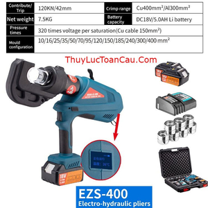 Máy ép cos thủy lực dùng Pin EZS-400 Red