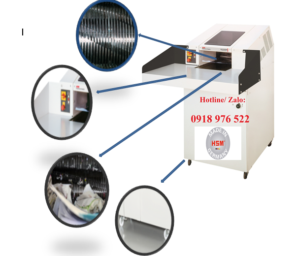 BỘ DẦU + BỘ NHÔNG Máy hủy giấy công nghiệp HSM POWERLINE 400.2 (5,8 x 50 mm)