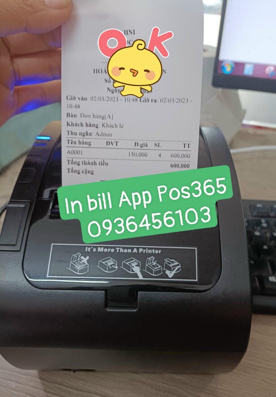 Máy in hóa đơn kết nối điện thoại qua app Pos365