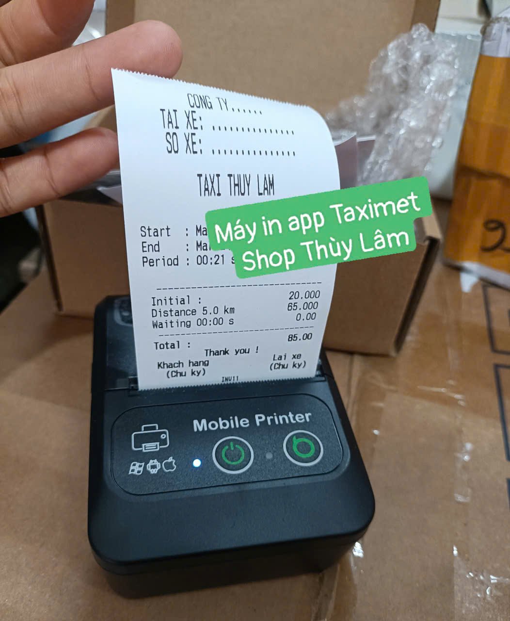 Máy in bill App Taximet kết nối Bluetooth khổ K57mm