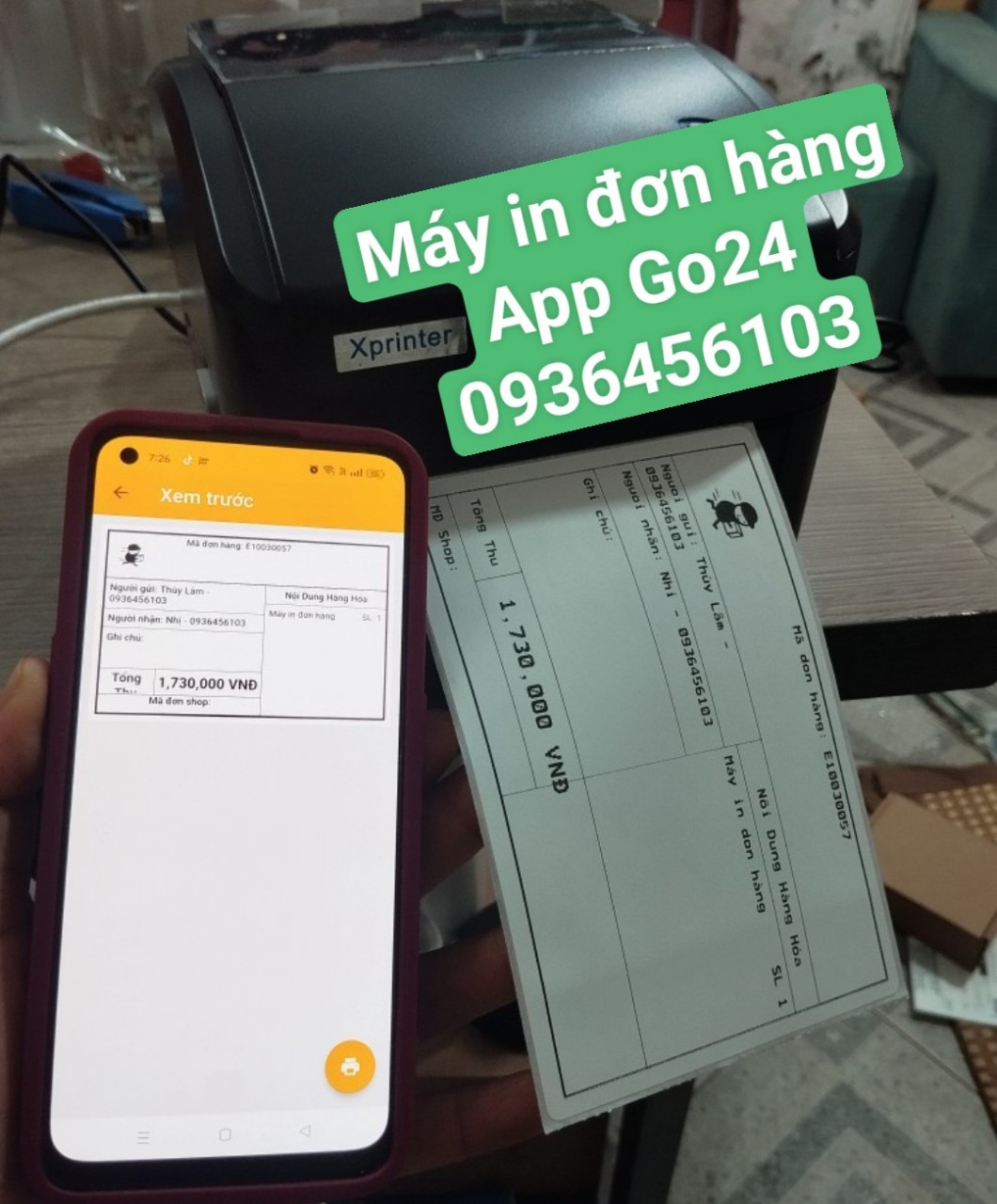 Máy in đơn hàng Go24 kết nối điện thoại Xprinter XP 420B cổng Lan