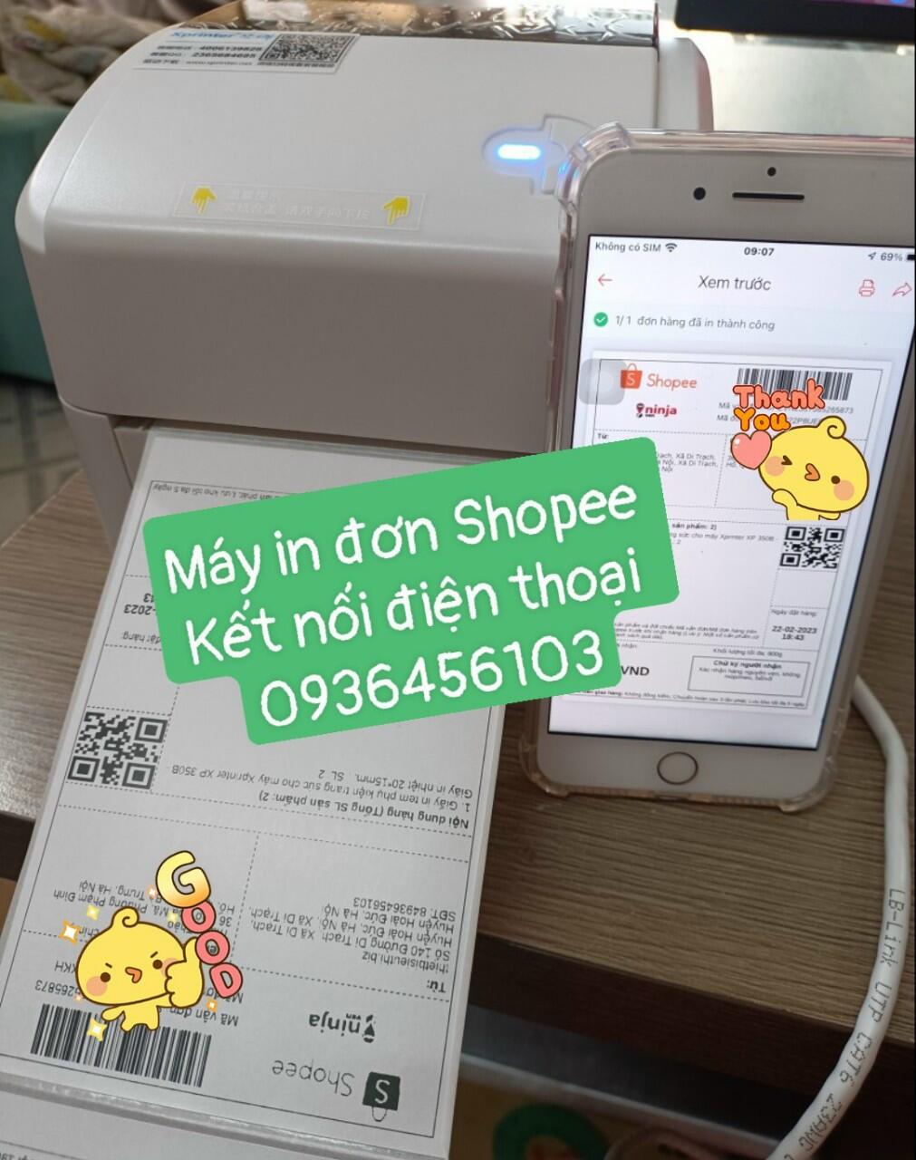 Máy in đơn hàng Shopee kết nối điện thoại Xprinter XP 420B cổng LAN