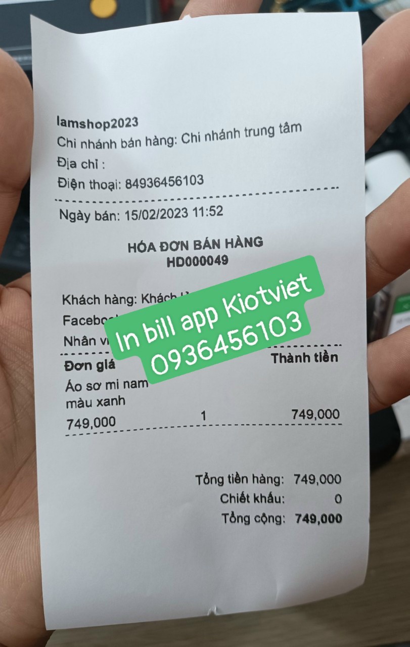 Máy in hóa đơn kết nối app Kiotviet qua điện thoại Iphone khổ K80mm