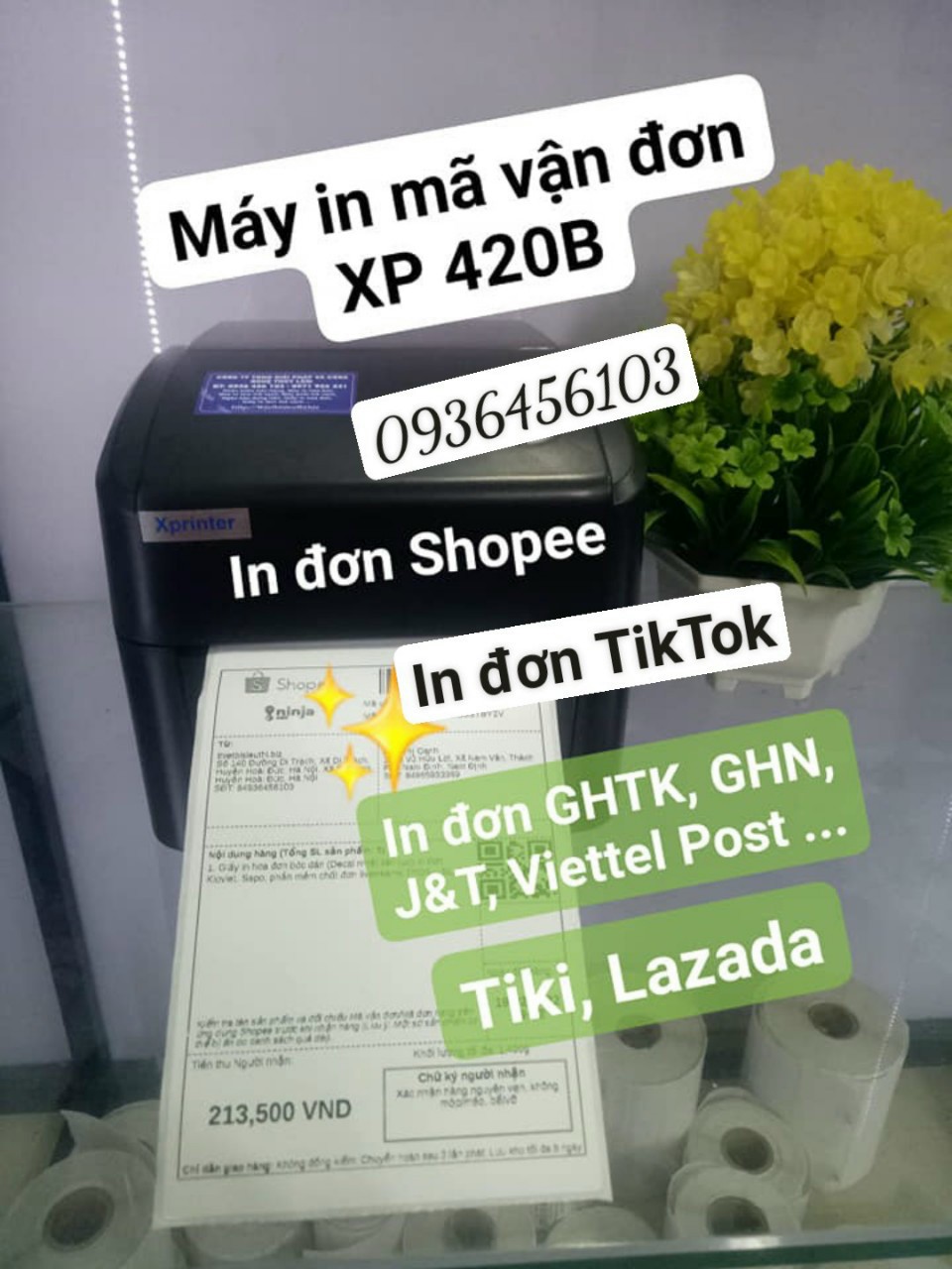 Máy in đơn hàng TikTok Shop khổ giấy A6 Xprinter XP 420B