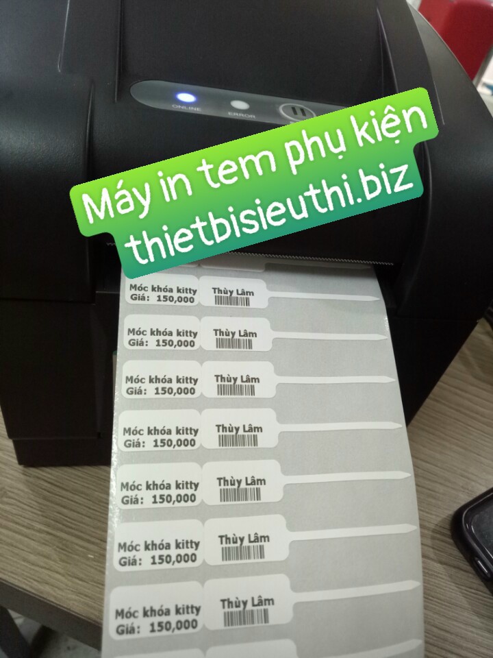 Máy in tem mã vạch cho cửa hàng phụ kiện trang sức XP 350B