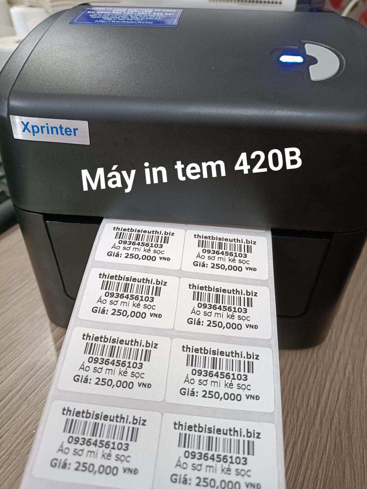 Máy in tem mã vạch cho shop thời trang, minimart, tạp hóa Xprinter XP 420B