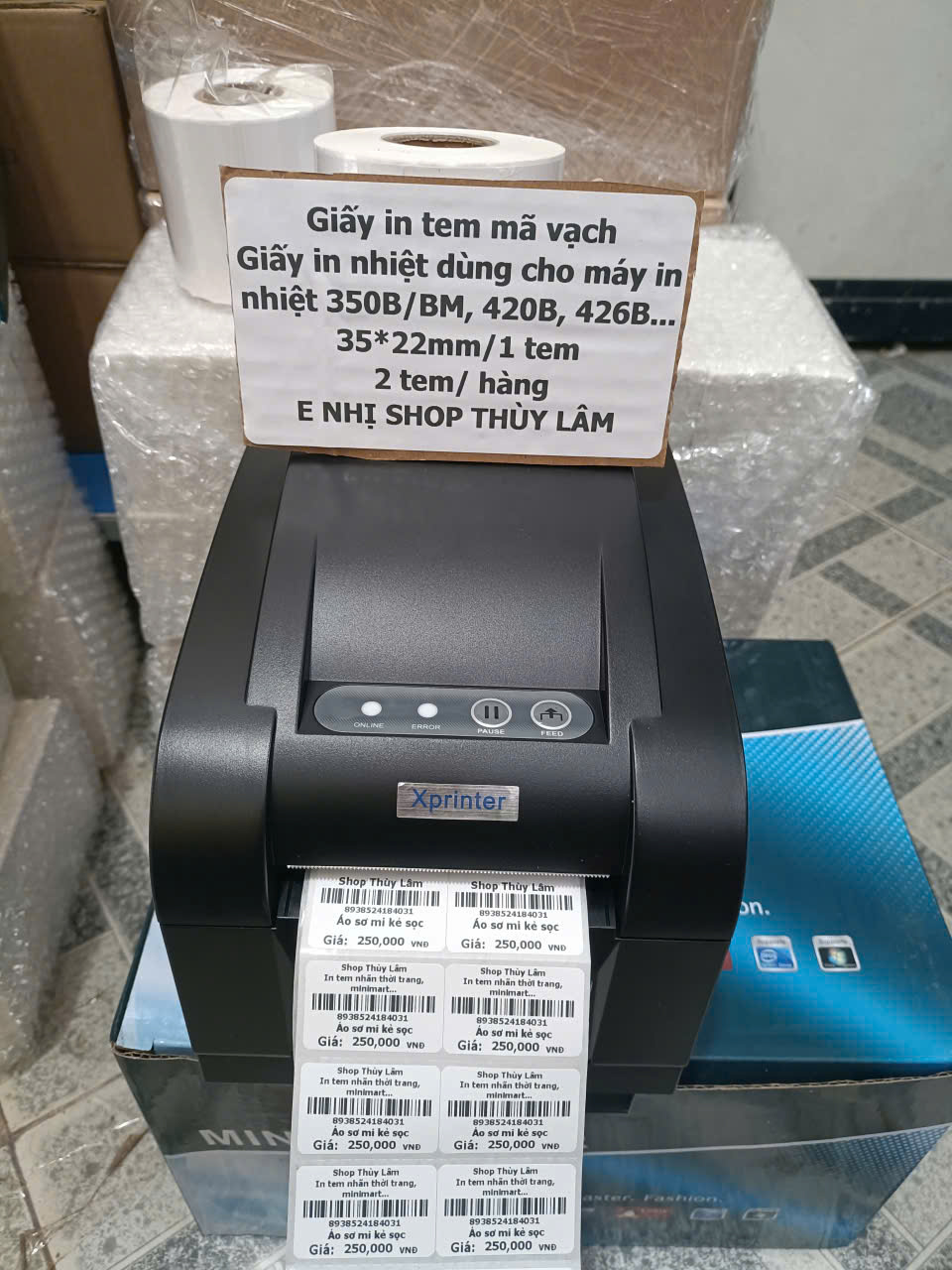Máy in tem mã vạch cho shop thời trang XP 350B