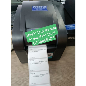 Máy in tem trà sữa kết nối điện thoại app Sapo Xprinter XP 350BM