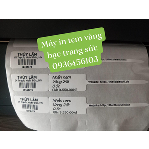 Giấy in tem vàng bạc trang sức PVC khổ 21*10mm cuộn 50m
