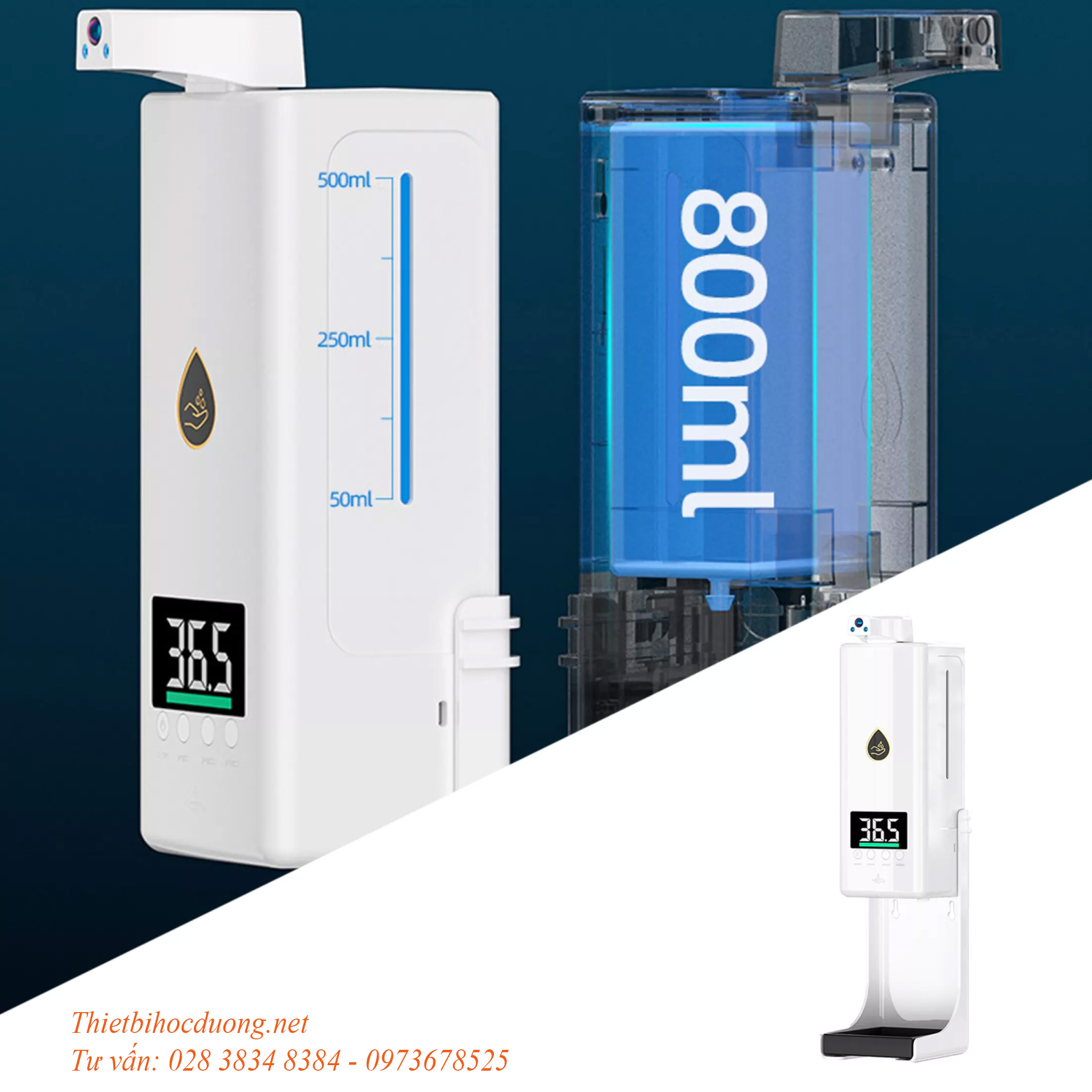 Máy khử trùng & đo nhiệt độ tự động K10 Pro với 2 bộ cảm biến đo thân nhiệt và 1 cảm biến khử khuẩn