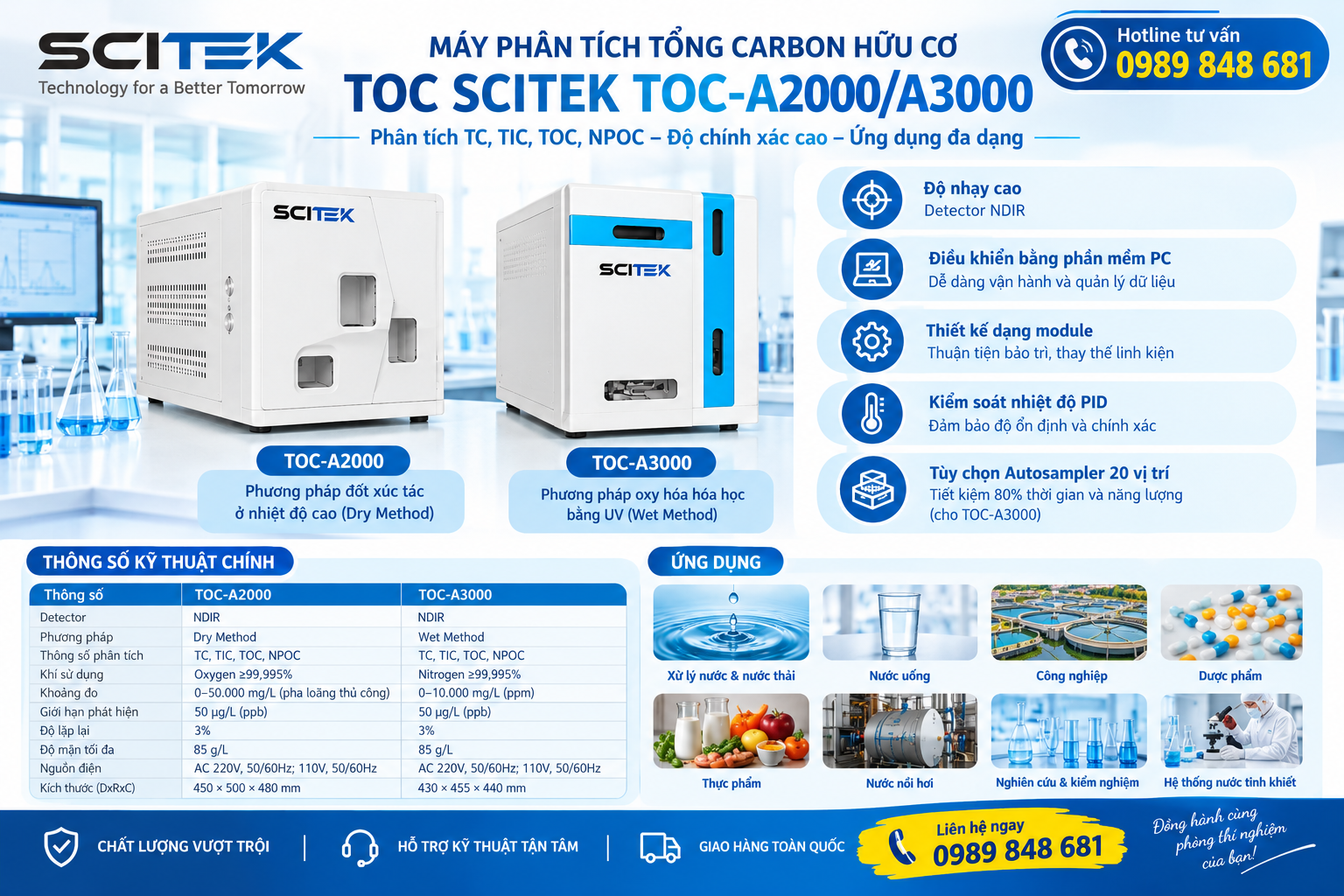 Máy Phân Tích Tổng Carbon Hữu Cơ TOC SCITEK TOC-A2000/A3000
