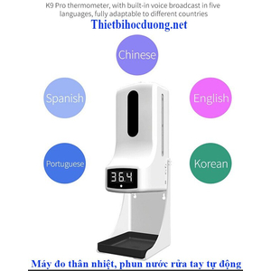 Máy phun dung dịch và đo nhiệt độ tự dộng cho học sinh K9 Pro - phiên bản tiếng việt mới nhất