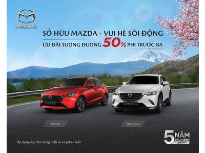 MAZDA2 VÀ MAZDA CX-3 ƯU ĐÃI GIÁ TƯƠNG ĐƯƠNG 50% PHÍ TRƯỚC BẠ