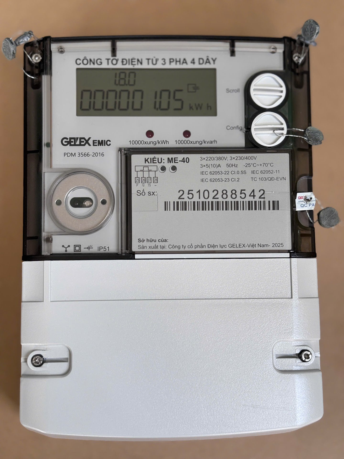 ME-40-5(10)A - Công Tơ Điện Tử 3 Pha GiánTiếp