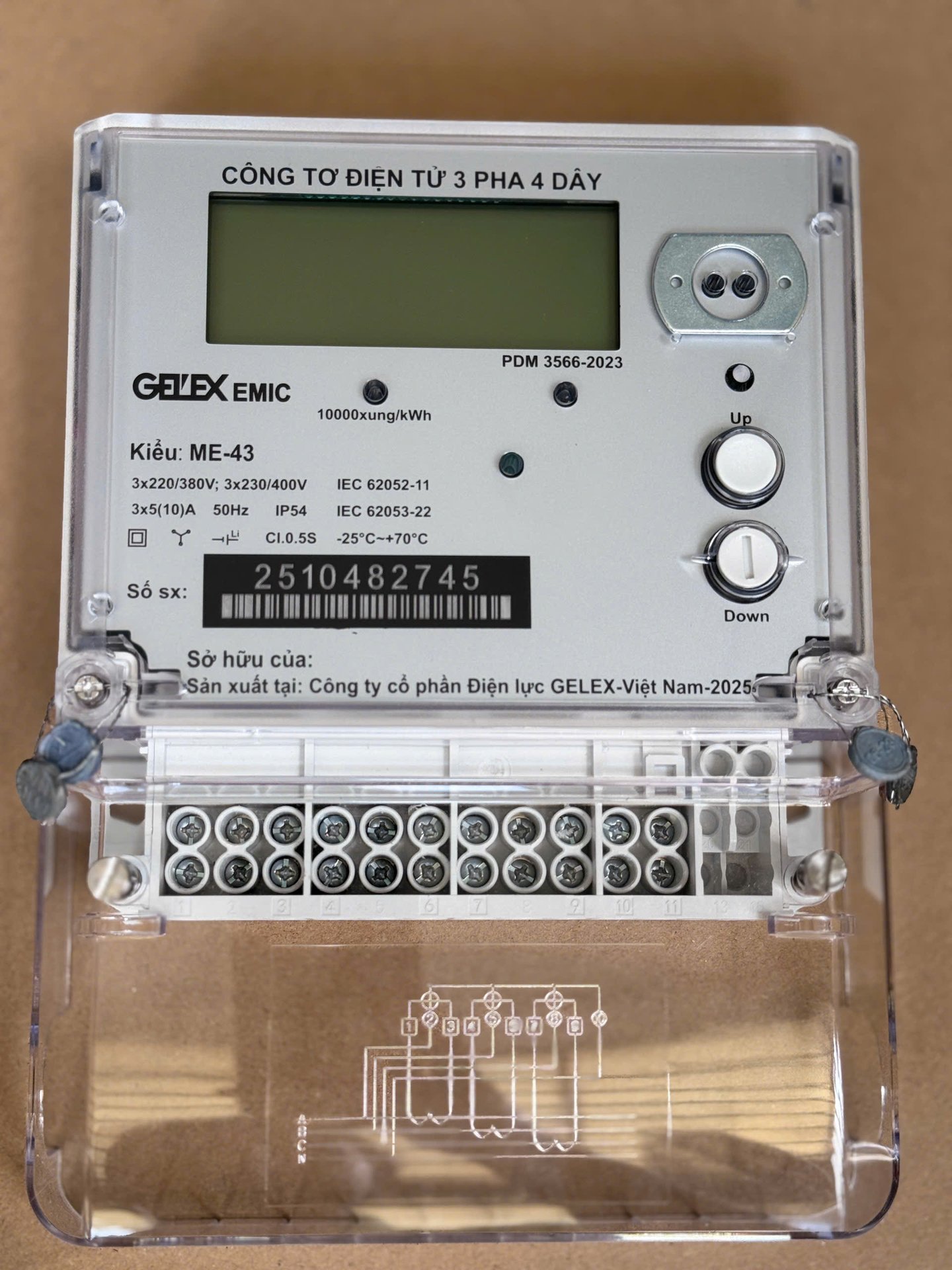 CÔNG TƠ ĐIỆN TỬ 3 PHA 1 GIÁ GIÁN TIẾP EMIC ME-43