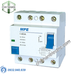 RCCB 4P 63A 30mA/100mA (Cầu Dao Chống Giật) - MEL30/463 - MPE