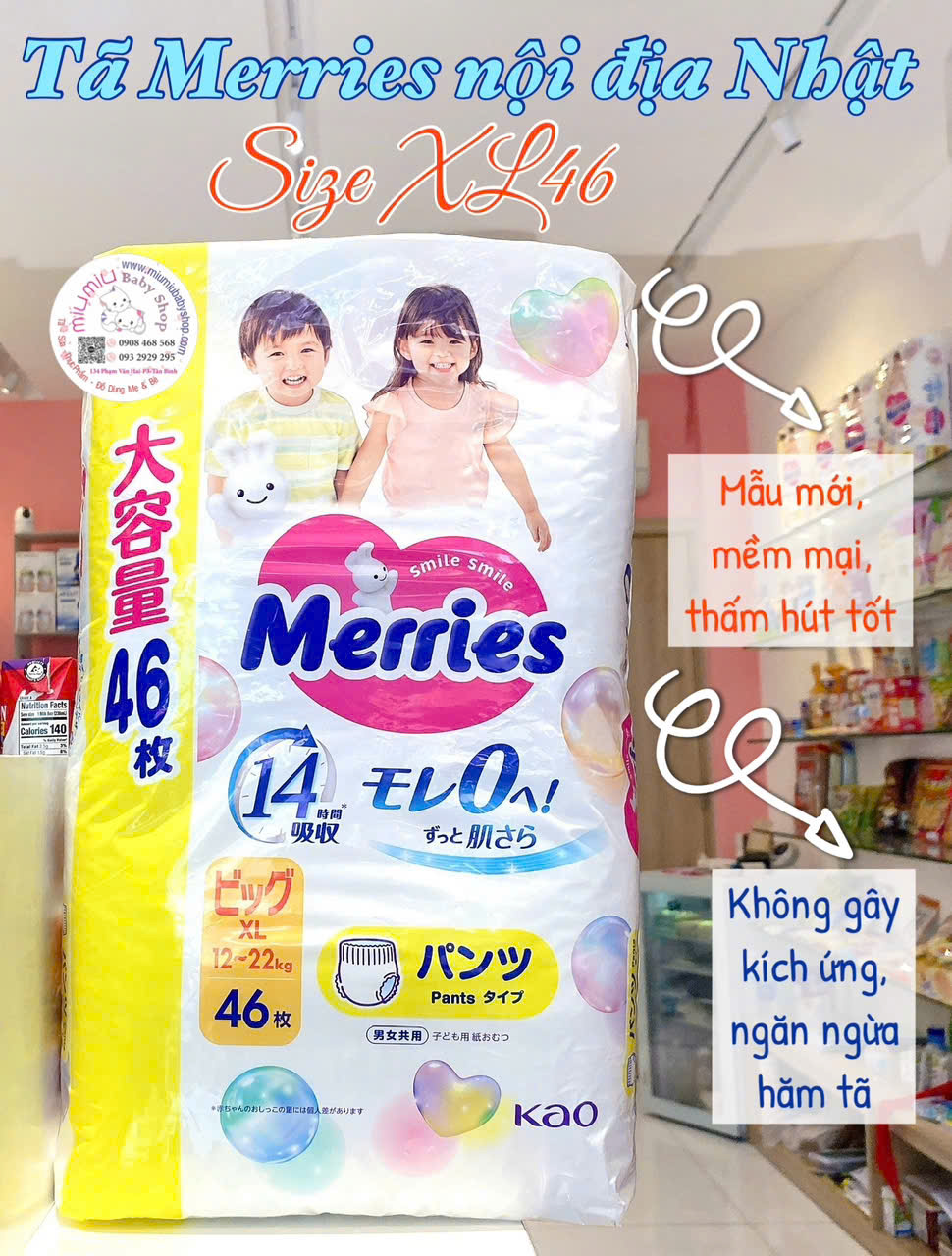 Tã Merries XL46 miếng