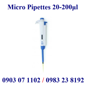 Pipet 1 kênh điều chỉnh thể tích dải 20-200 microlit