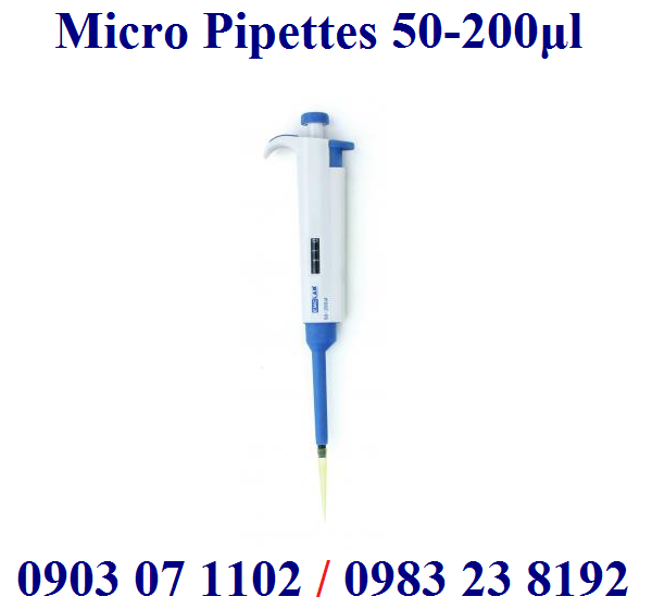 Pipet 1 kênh điều chỉnh thể tích dải 50-200 microlit