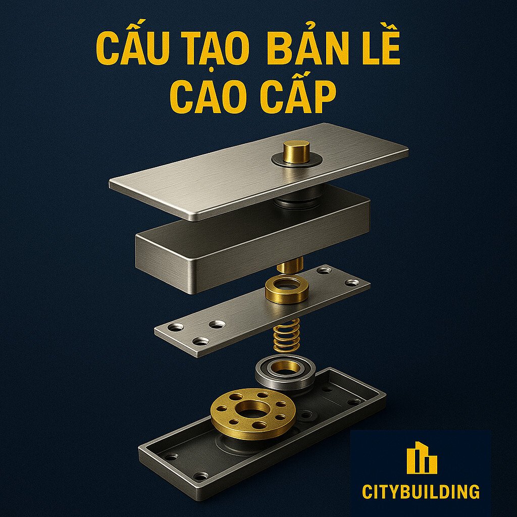 Cấu tạo bản lề sàn chịu tải cho cửa kính cường lực