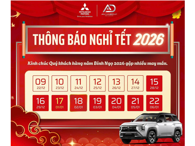 Mitsubishi An Dân Hà Nội thông báo lịch nghỉ Tết Nguyên đán 2026