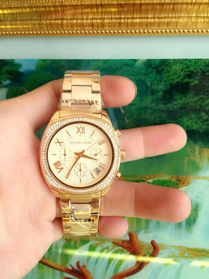 Đồng hồ nữ Michael Kors chronograph Gold Dial Plated Mk6134