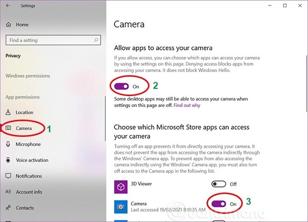cách mở camera trên windows 10