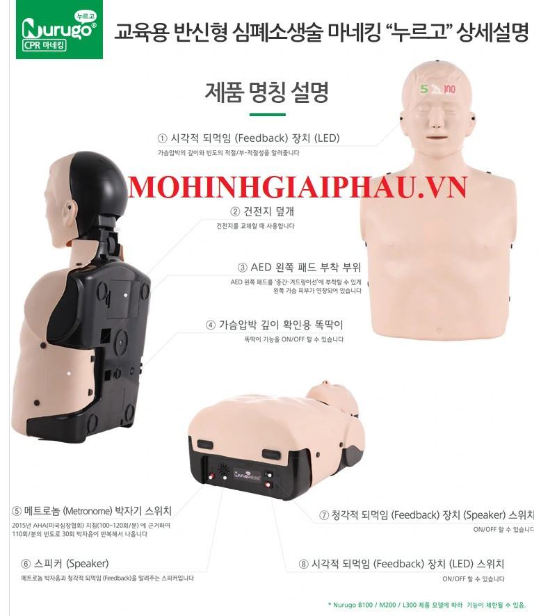 Mô hình đào tạo hồi sinh tim phổi CPR NURUGO Hàn Quốc