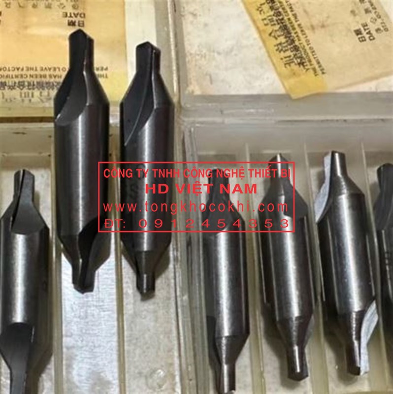 Mũi khoan định tâm , Mũi chích tâm trên vật liệu đường kính từ 1.5mm - 6mm chất liệu thép gió HSS