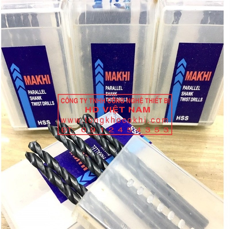 Mũi khoan inox Makhi phi 1.0mm đến 7.0mm, chuyên khoan sắt, thép, inox sắc bén, độ bền cao