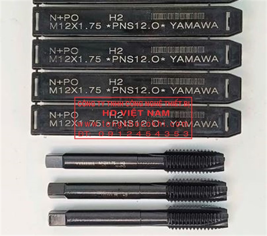 Mũi tarô YAMAWA xoắn/thẳng thép gió HSS đen từ M3 - M12