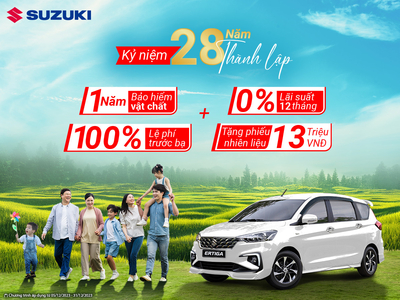 MỪNG KỶ NIỆM 28 NĂM, VIỆT NAM SUZUKI TẶNG ƯU ĐÃI LỚN NHẤT TRONG NĂM LÊN ĐẾN 110 TRIỆU