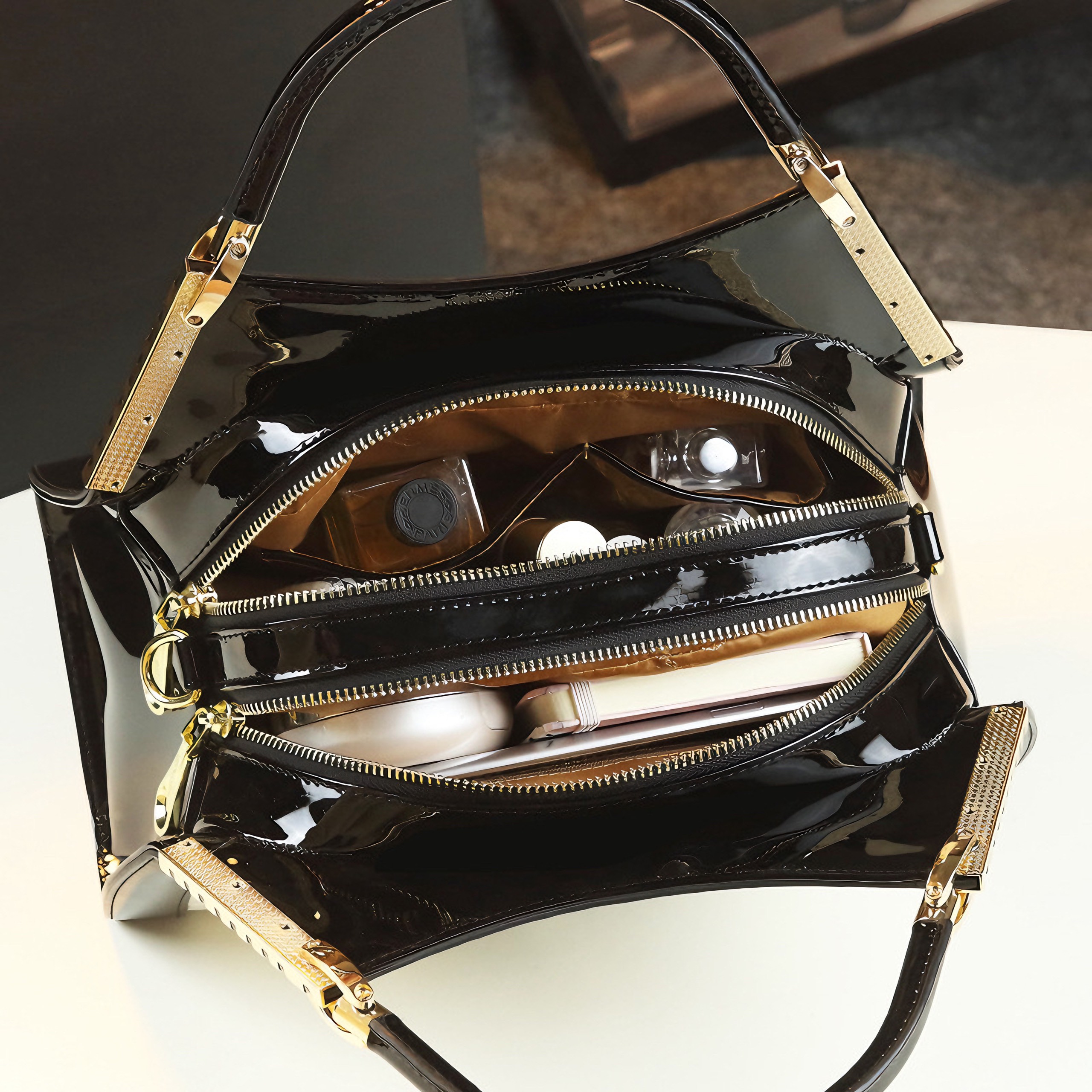 TÚI NỮ DA BÓNG DECO HOA NỔI MUSHIHAN 2323 CHÍNH HÃNG